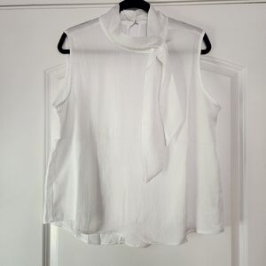 CALLIOPE ITALY WOMEN'S WHITE SLEEVELESS BLOUSE WITH TIE SIZE XL
